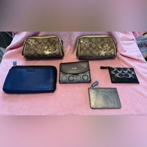 Bundle of 6 Coach cosmetic bags and ID holders